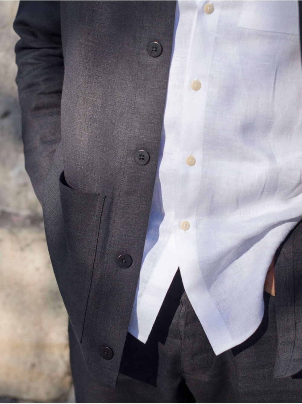 Alex Crane Night Black Linen Blazer and Pants Set